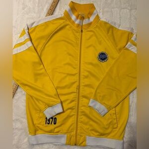 Vintage Yellow Track Jacket withStripes rare sze Med some flaws and stains